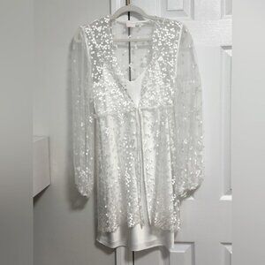 Le Rose Camile Spot Lace Robe includes Slip
